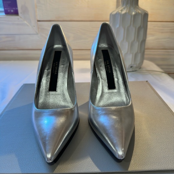Via Spiga Silver Nikola Stiletto Heels - Picture 3 of 12